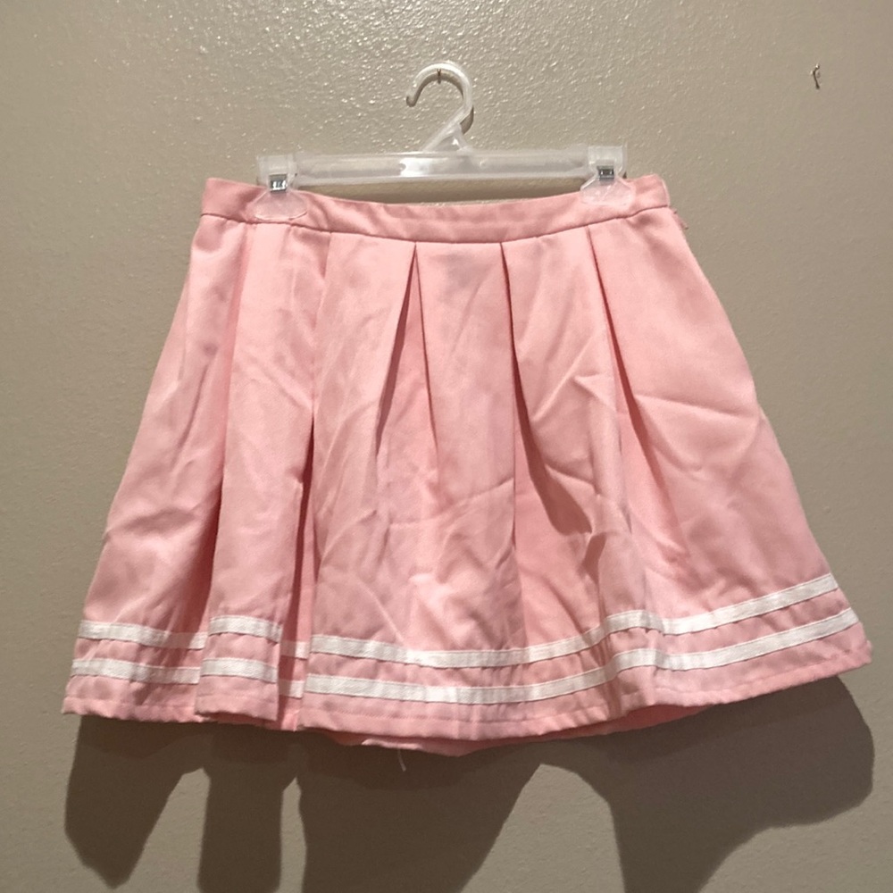 pink hot topic flared skater skirt, size L